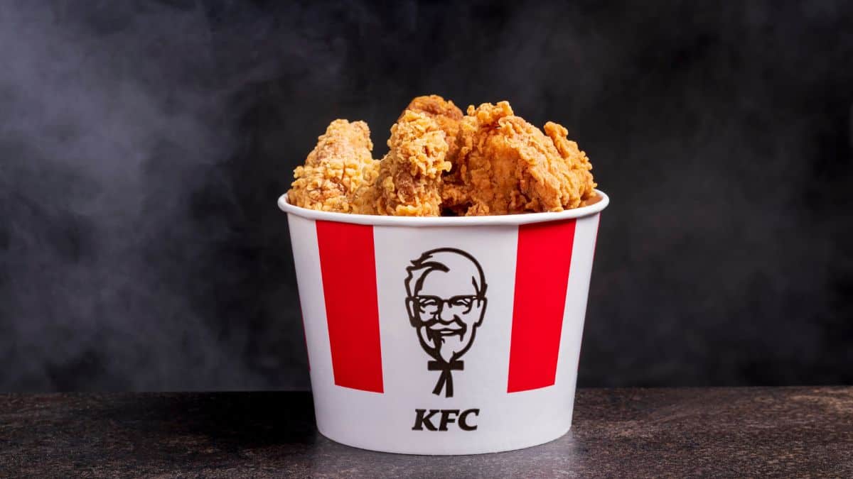 A bucket of KFC chicken.