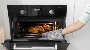 Croissants baking in the oven.