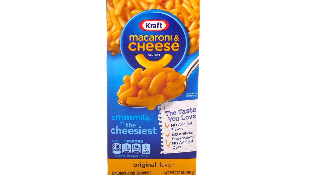 A box of macaroni and cheese.