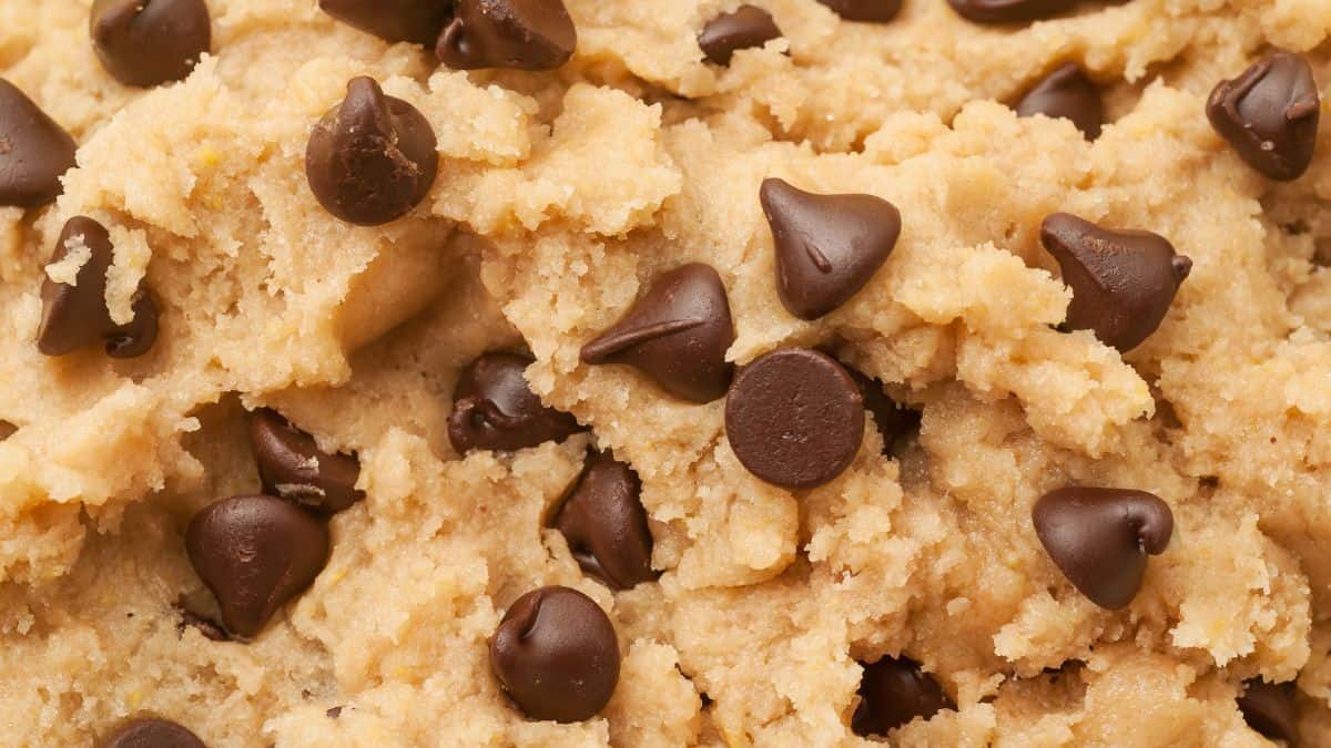 Cookie dough with chocolate chips.