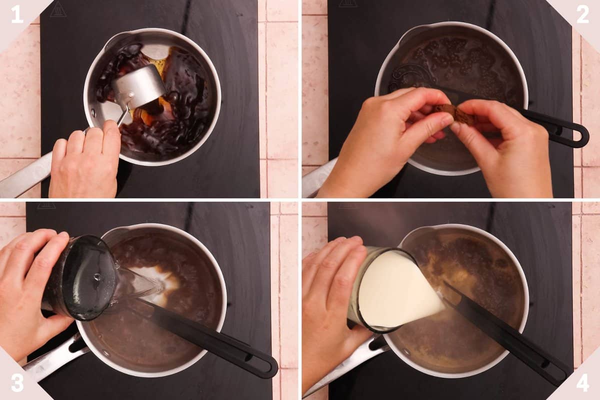 Collage showing how to make beef gravy.