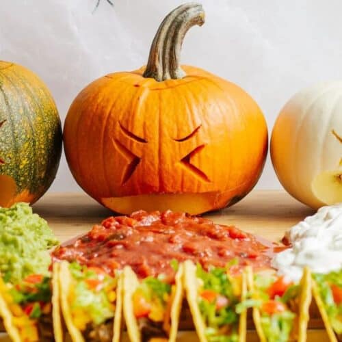 Puking pumpkin taco board.