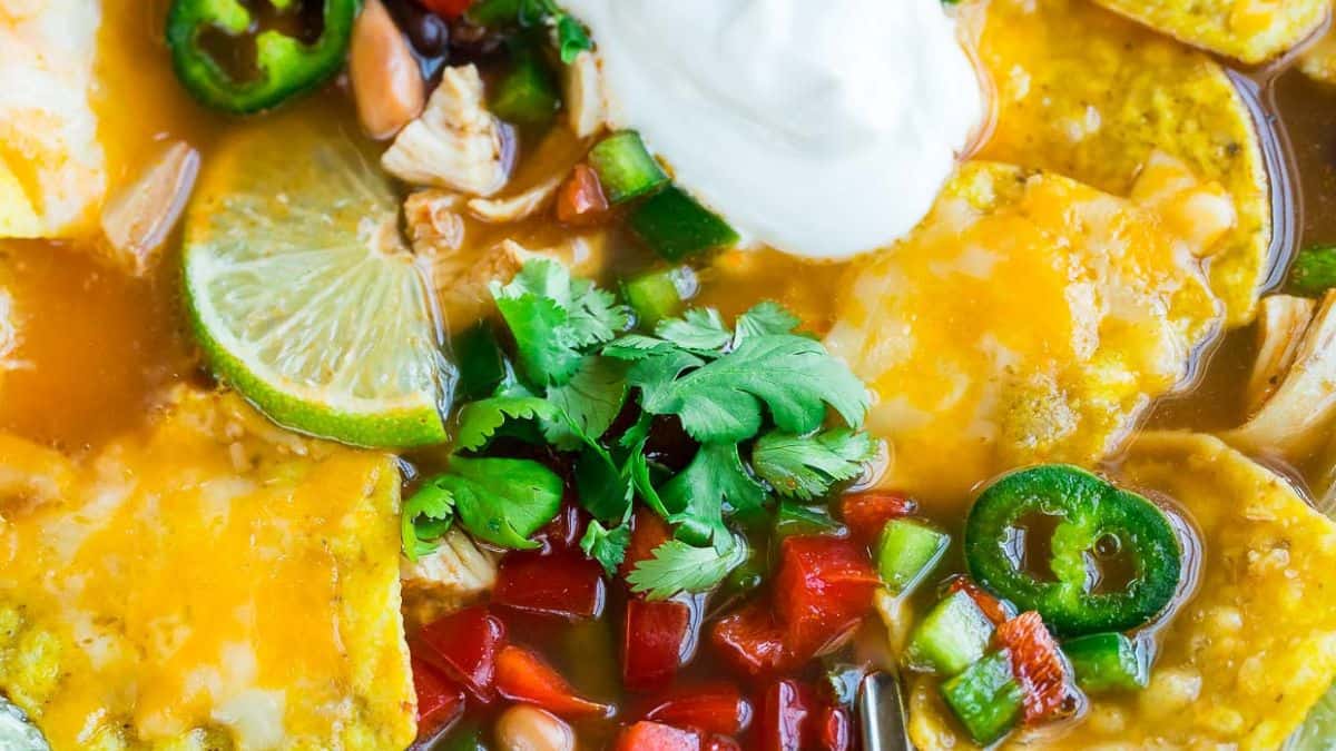 Spicy Chicken Tortilla Soup - Peas and Crayons