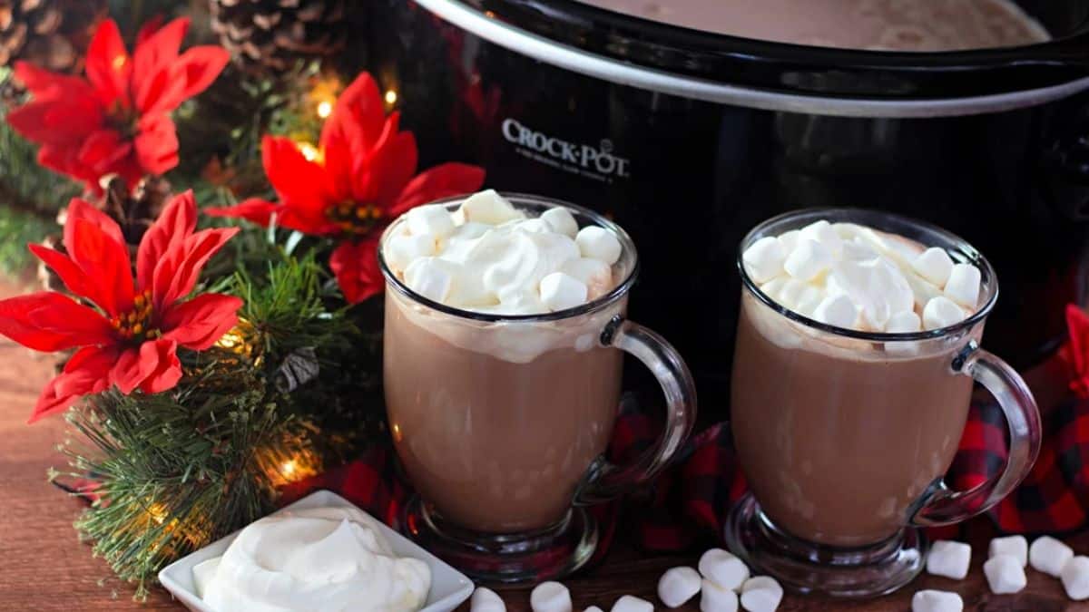 Slow Cooker Hot Chocolate Recipe (Crockpot) - Striped Spatula