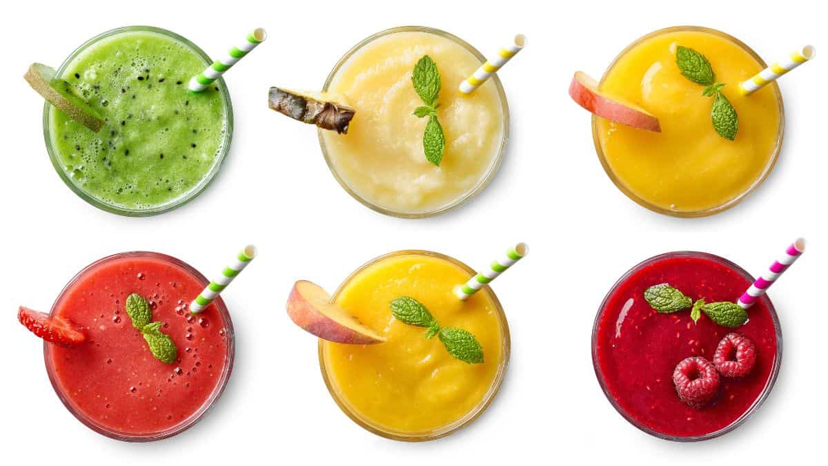 Six different smoothies.