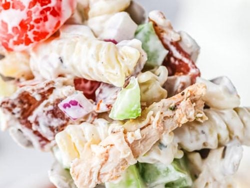 Bacon chicken ranch pasta salad.
