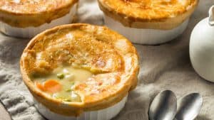 An individual chicken pot pie.