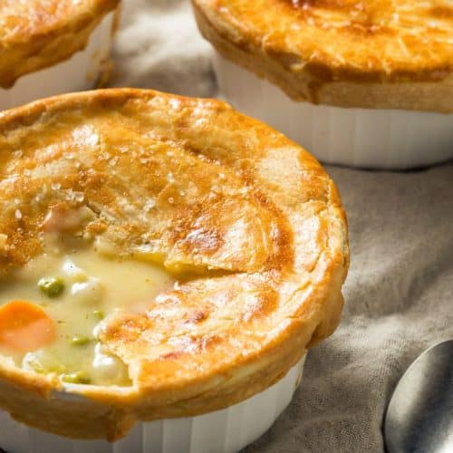 An individual chicken pot pie.