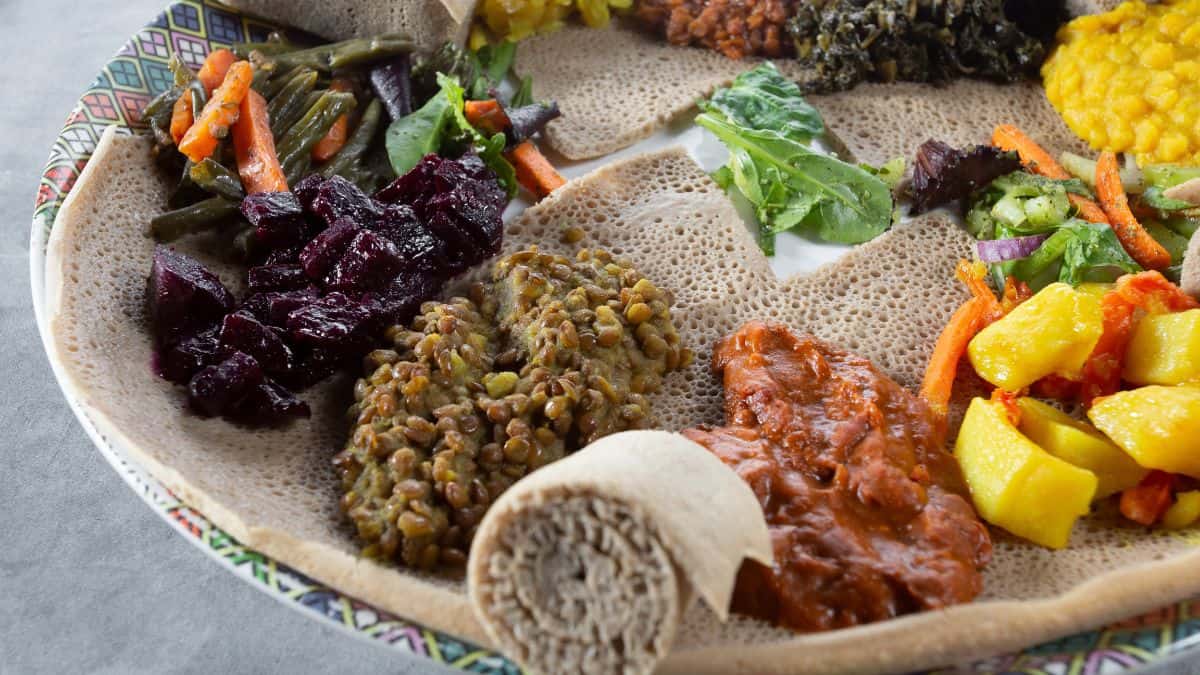 Ethiopian vegetarian platter.