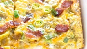 Breakfast Egg Bake with Bacon and Green Chilis