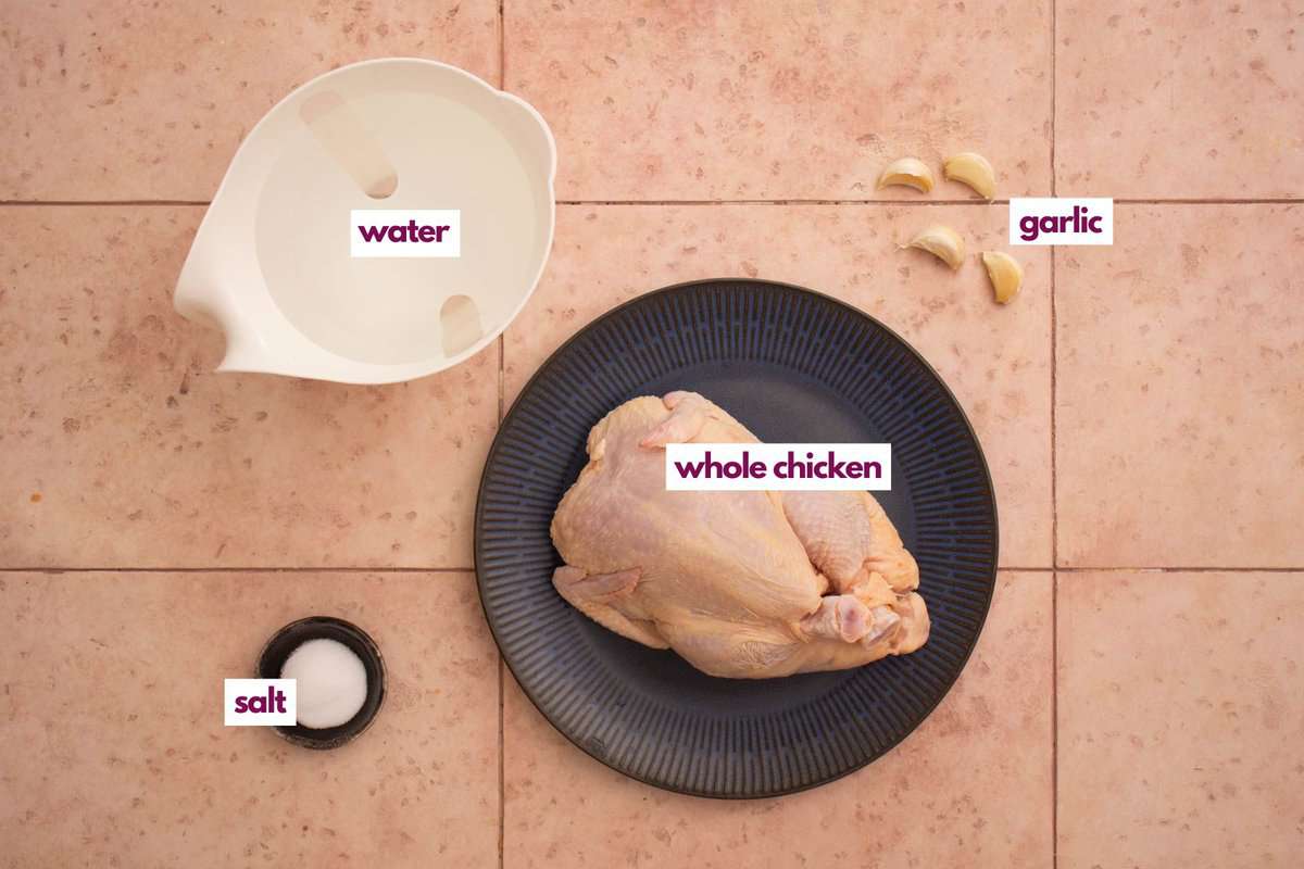 Ingredients needed to make instant pot shredded chicken.