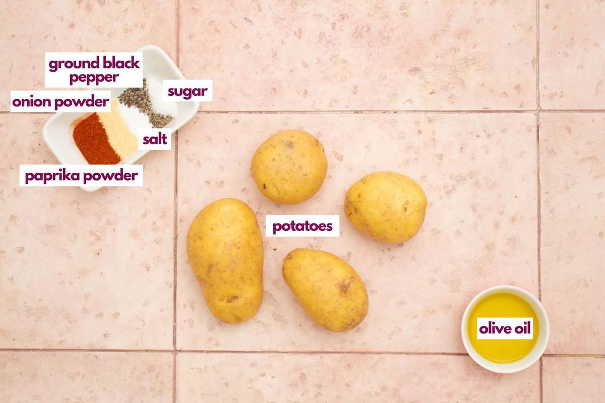 Ingredients needed to make Air fryer breakfast potatoes.