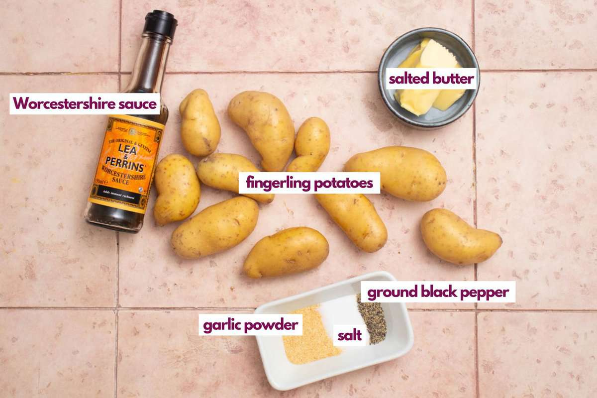 Ingredients needed to make air fryer fingerling potatoes.