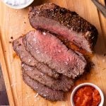 Sliced air fryer roast beef.