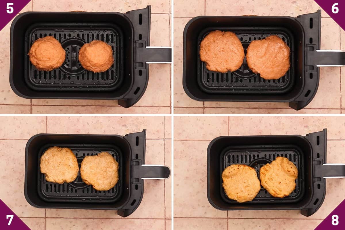 Collage showing how to make air fryer salmon patties.