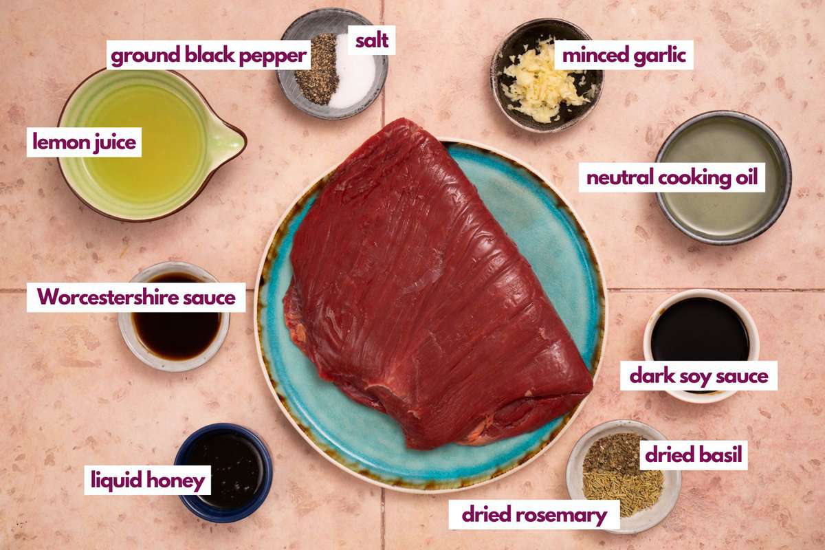 Ingredients needed to make air fryer skirt steak.