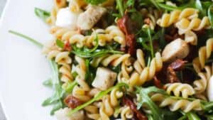 Chicken pesto pasta salad.