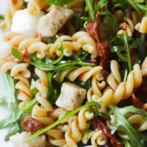 Chicken pesto pasta salad.