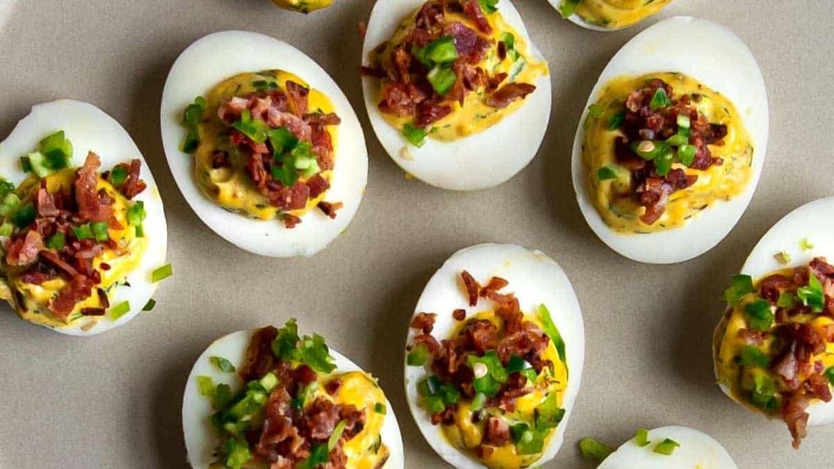 Spicy Deviled Eggs with Bacon & Jalapeño.