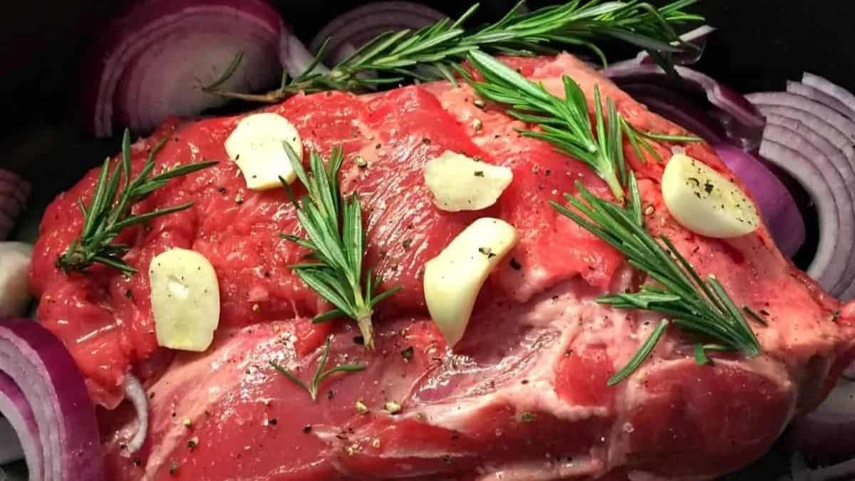Slow Cooker Lamb With Garlic & Rosemary.