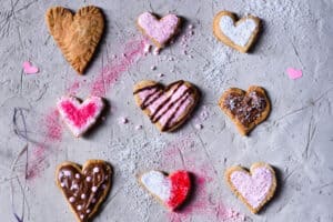 Heart-shaped cookies.