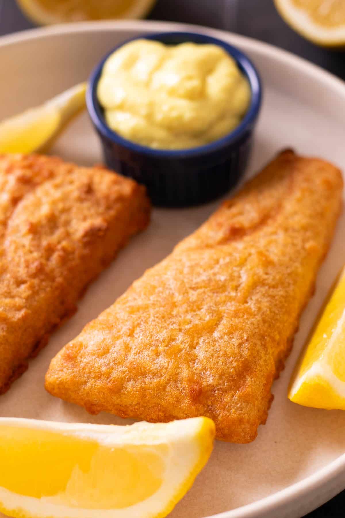 Air fried breaded fish filets.