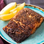 Air fryer salmon with skin.