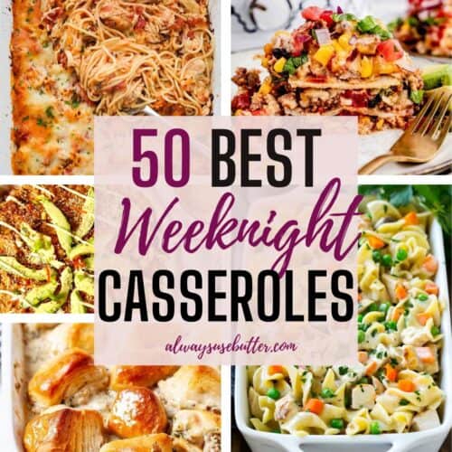Collage showing different weeknight casseroles.