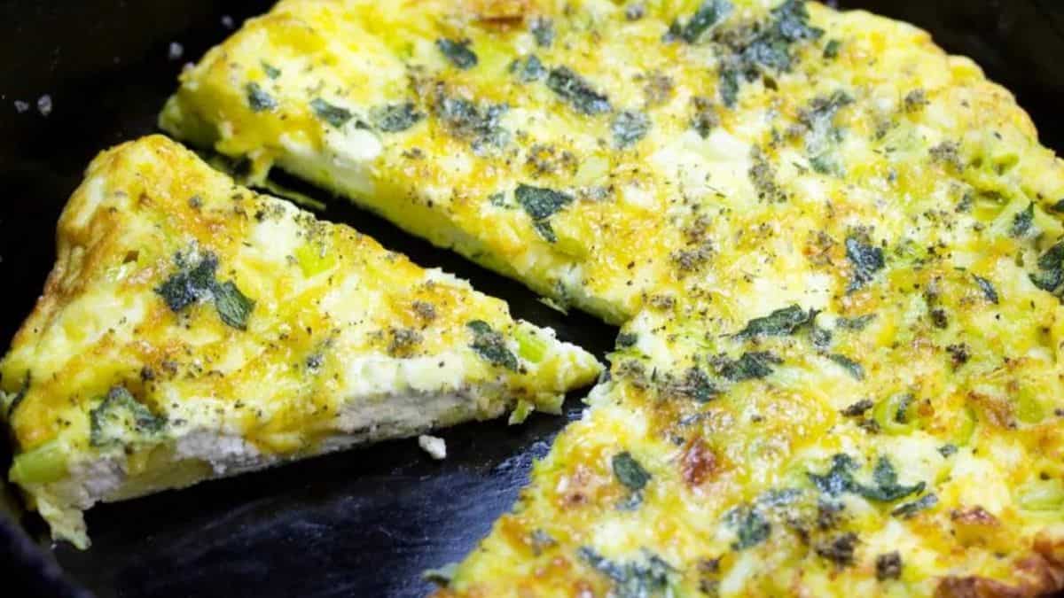 Frittata With Goat Cheese Leeks And Sage.