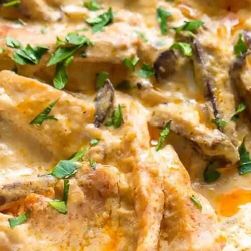Chicken mushroom stroganoff.