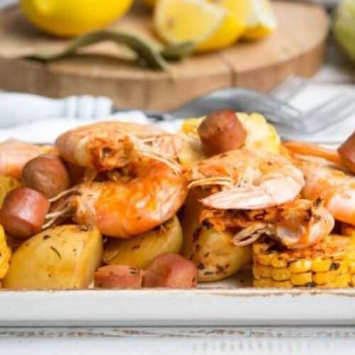 A plate of shrimp boil.