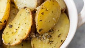 Garlic herb slow cooker potatoes.