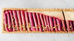 Vegan Rhubarb Custard Tart.