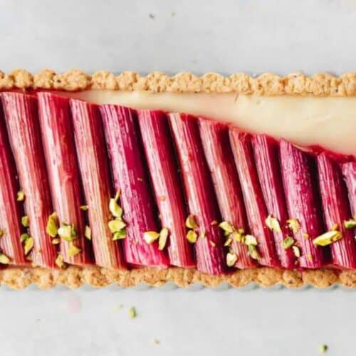 Vegan Rhubarb Custard Tart.
