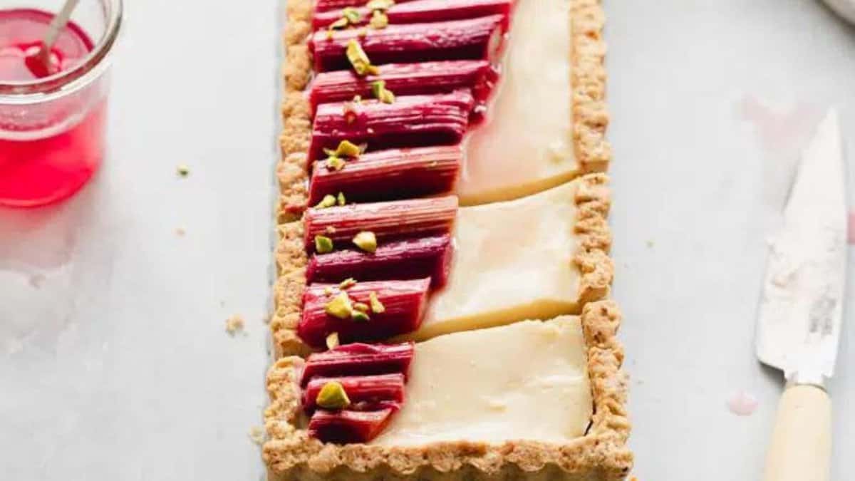 Vegan Rhubarb Custard Tart.