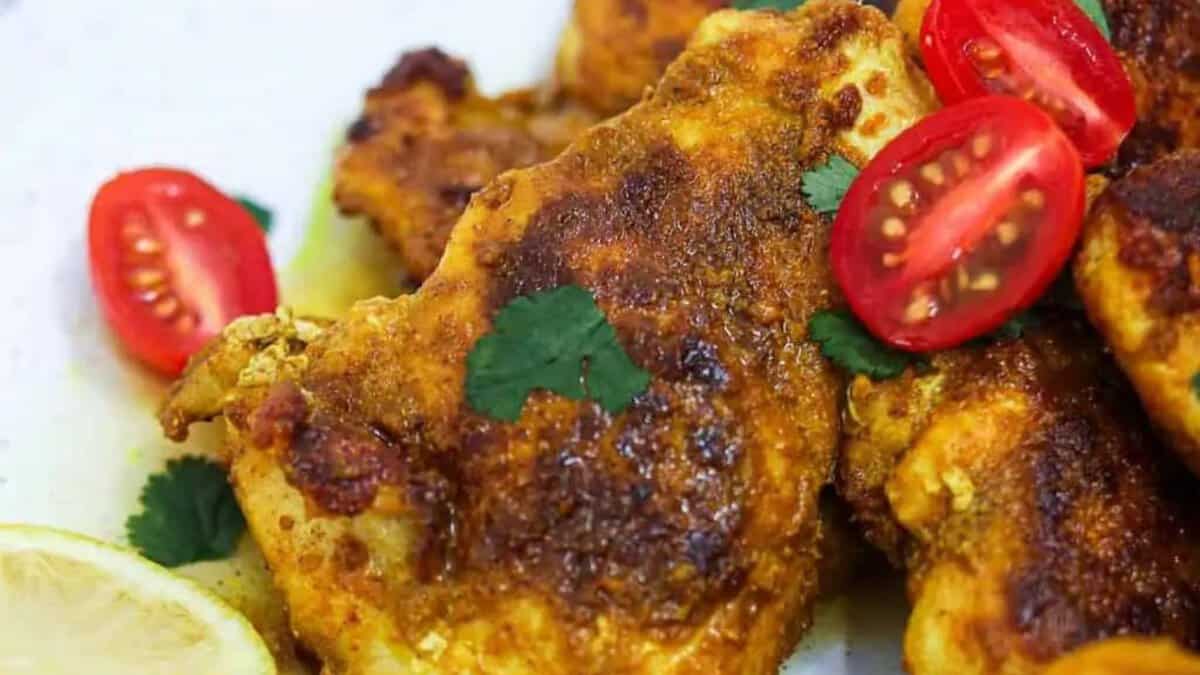 Turmeric rubbed chicken.