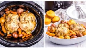 Cornish game hens cooked in slow cooker.