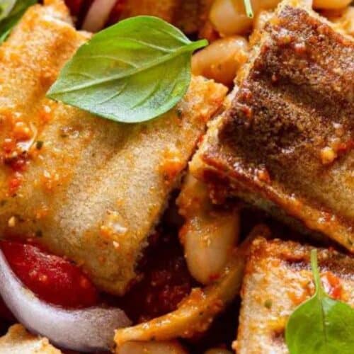 White bean panzanella salad.