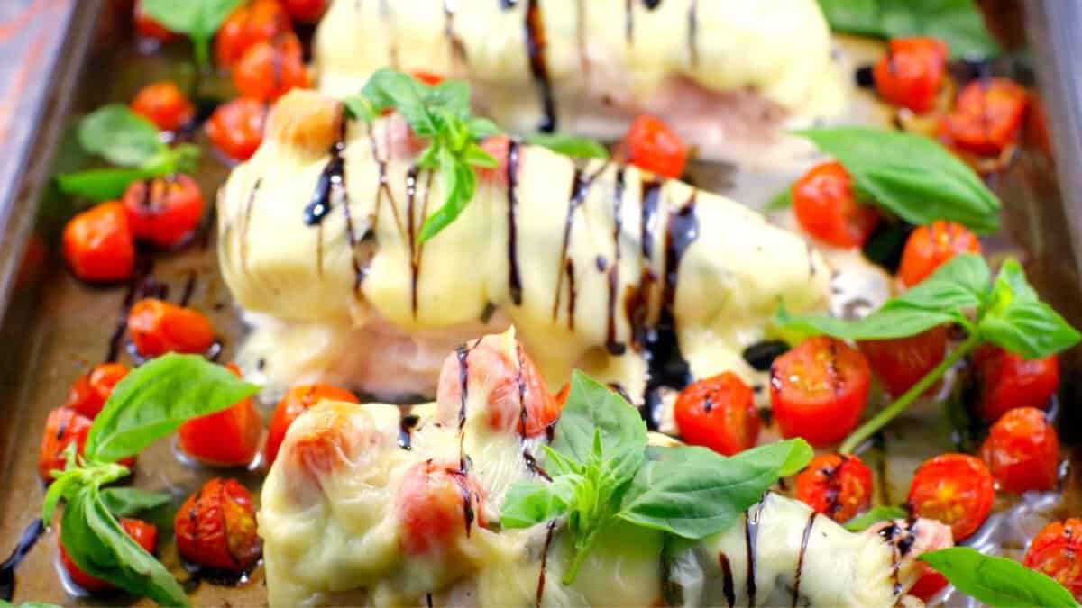 Sheet Pan Caprese Chicken.