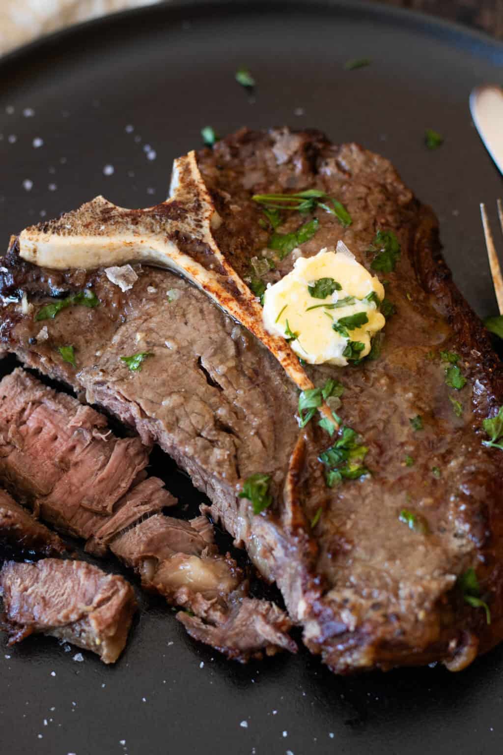 Air Fryer T-Bone Steak With Homemade Garlic Butter - always use butter