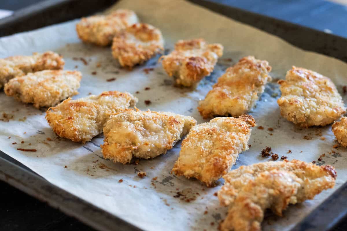 Parmesan crusted chicken after baking.