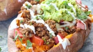 Taco stuffed sweet potato.