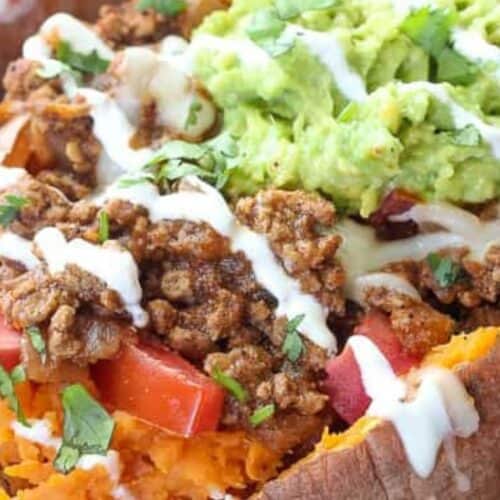 Taco stuffed sweet potato.