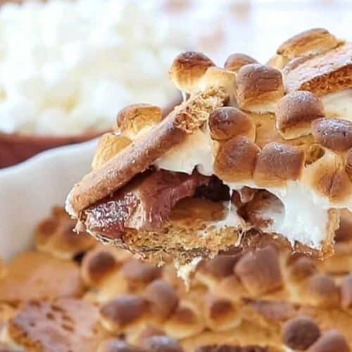 A spoonful of s'mores casserole.