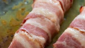 Bacon wrapped salmon.