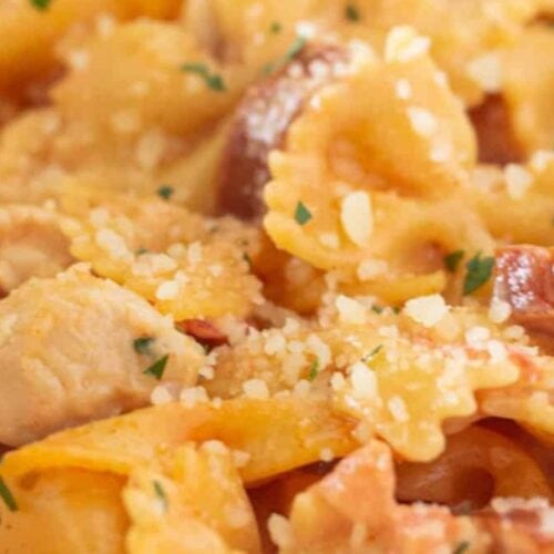 Cajun chicken pasta casserole.