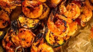 Shrimp skewers.