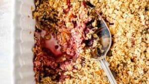 Blueberry rhubarb crisp.