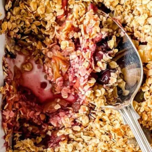Blueberry rhubarb crisp.