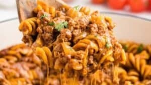 Beef enchilada pasta.